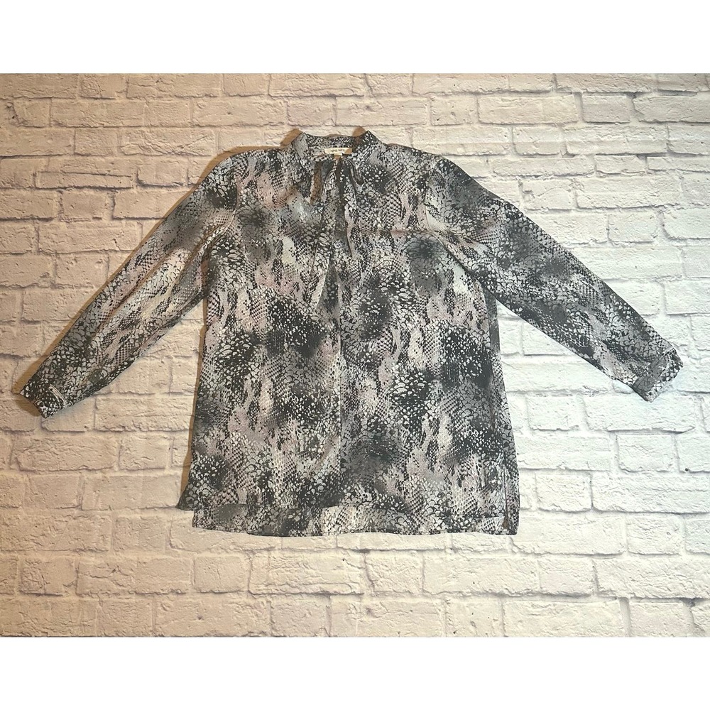 Nine West Black and White Snakeskin Print Blouse - Picture 6 of 14